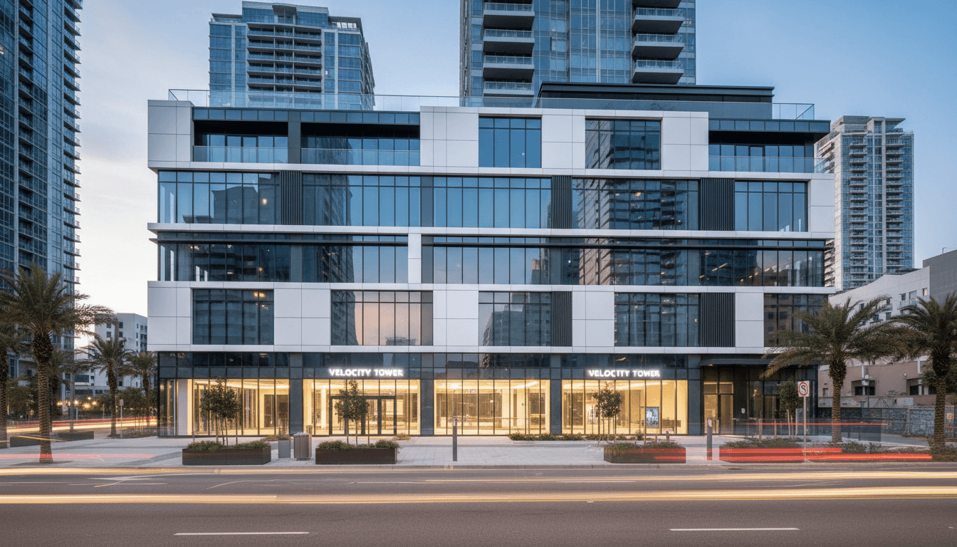 Modern luxury commercial development with architectural precision